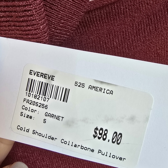 525 America New Burgundy Collarbone Cut-out Turtleneck Sweater SZ Small - Picture 10 of 12